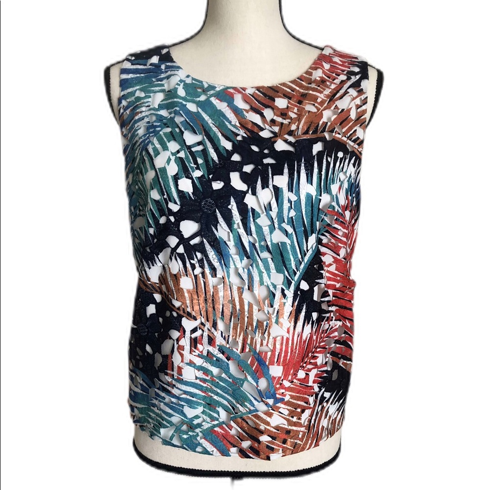 Vince Camuto Multicolored Sleeveless Lace Top